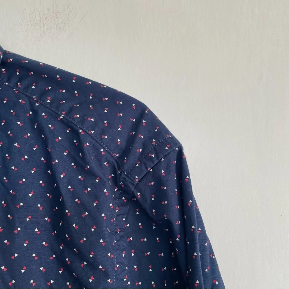 J. Crew Flex Washed Slim Dress Shirt Button Down Navy Blue Collared Cotton M